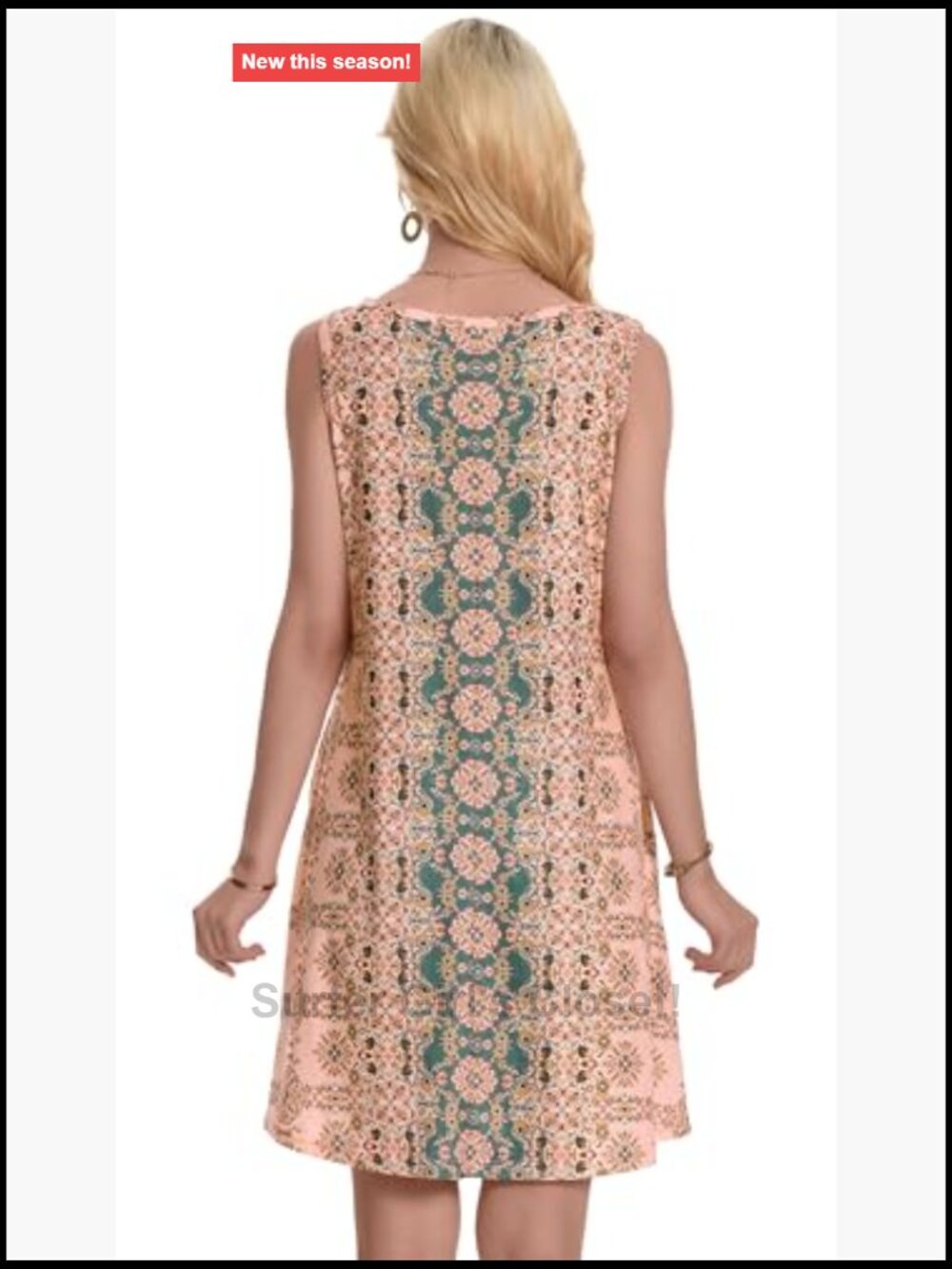 Sleeveless Boho Floral Swing Tank Dress with Pockets - Picture 6 of 7